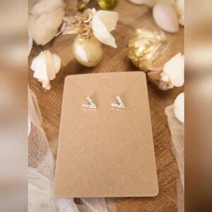 Gold Plated Rhinestone V Stud Earrings